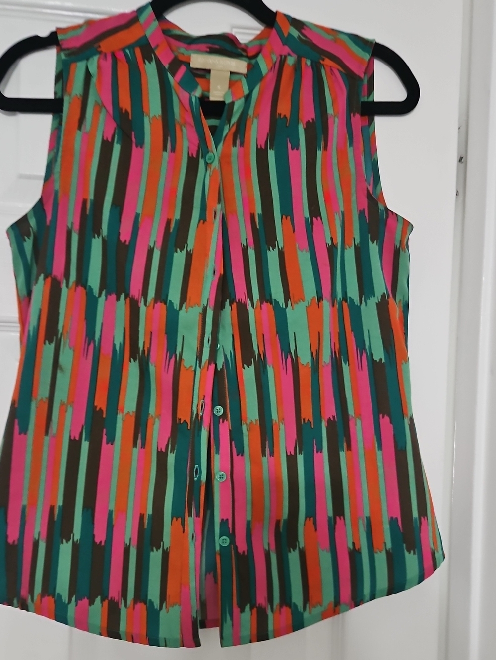 Banana Republic Multicolor Abstract Stripe Sleeveless Blouse